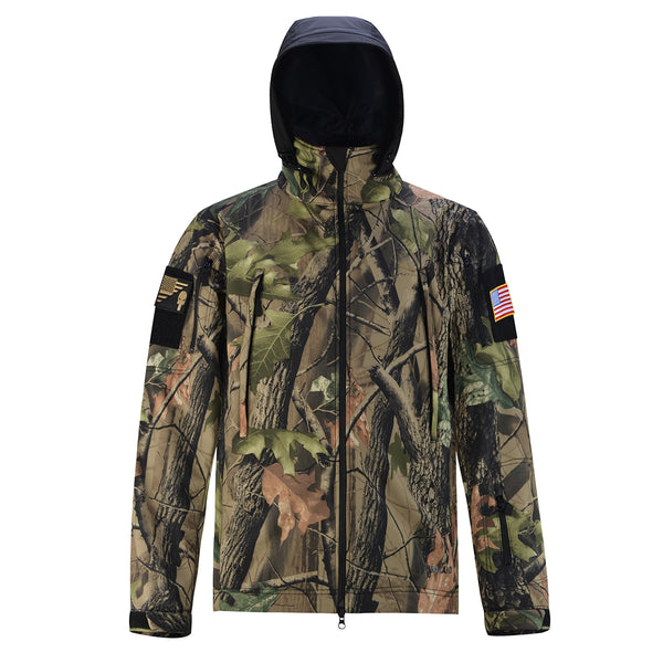HARD LAND Men's Tactical Soft Shell Jacket Waterproof Outdoor Fleece Coat Hooded - hardlandgear