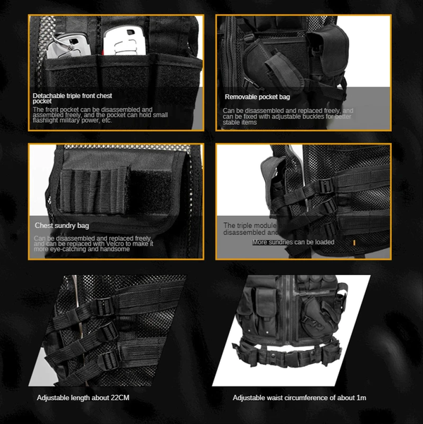 HARDLAND Tactical Vest Adjustable Breathable Combat Training Vest