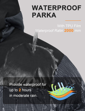 HARD LAND Men's Heavy Winter Waterproof Jacket with Hood