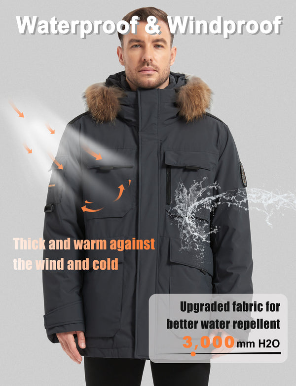 HARDLAND Men's Hooded Down Parka Coat