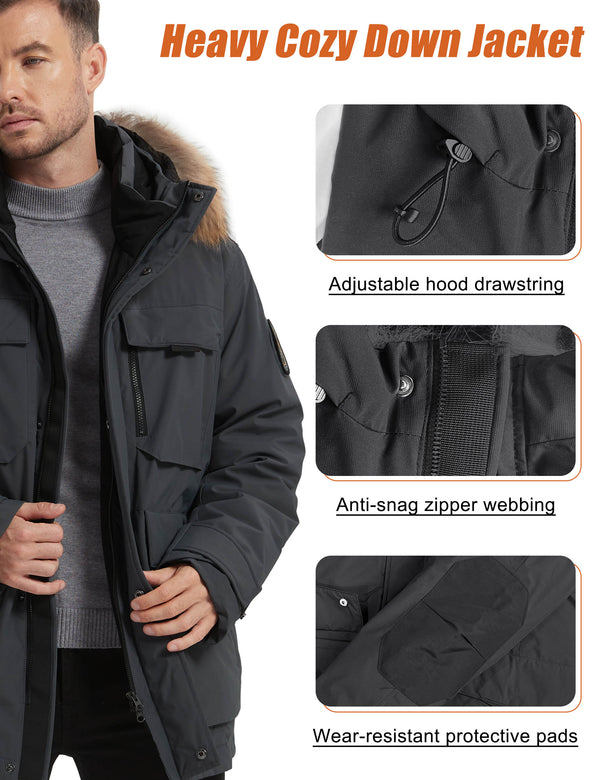 HARDLAND Men's Hooded Down Parka Coat