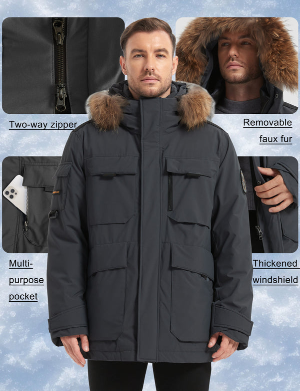 HARDLAND Men's Hooded Down Parka Coat