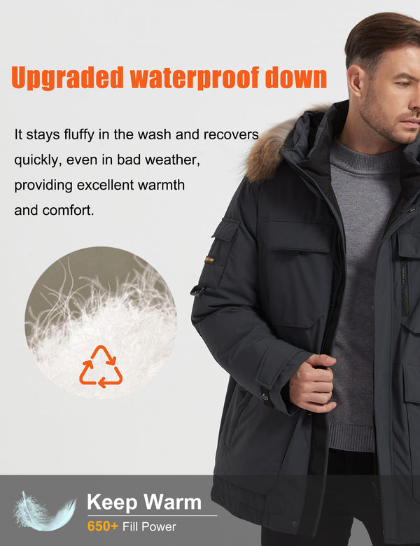 HARDLAND Men's Hooded Down Parka Coat