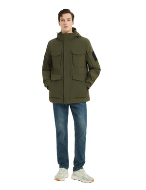HARDLAND Men's Waterproof Tactical Jacket with Hood – Warm Outdoor Cargo Coat