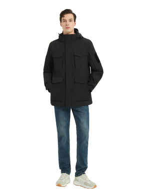 HARDLAND Men's Waterproof Tactical Jacket with Hood – Warm Outdoor Cargo Coat