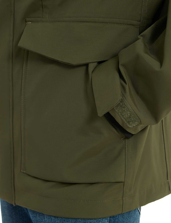 HARDLAND Men's Waterproof Tactical Jacket with Hood – Warm Outdoor Cargo Coat