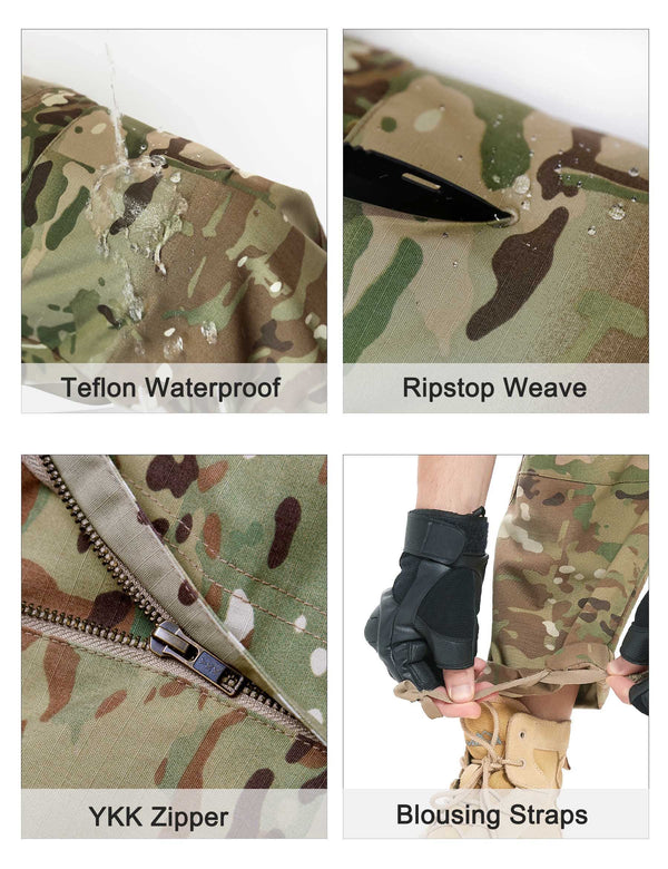 HARD LAND Men's Multicam Tactical Water Repellent Ripstop Pants