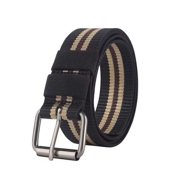 HARDLAND Men's Tactical Nylon Web Stripe Belt with Metal Buckle