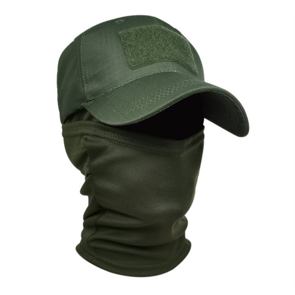 HARD LAND Tactical Cap with Face Cover Military-Style Hat for Outdoor & Airsoft