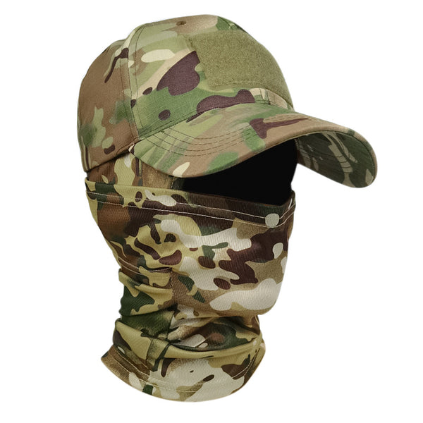 HARD LAND Tactical Cap with Face Cover Military-Style Hat for Outdoor & Airsoft