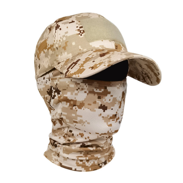 HARD LAND Tactical Cap with Face Cover Military-Style Hat for Outdoor & Airsoft