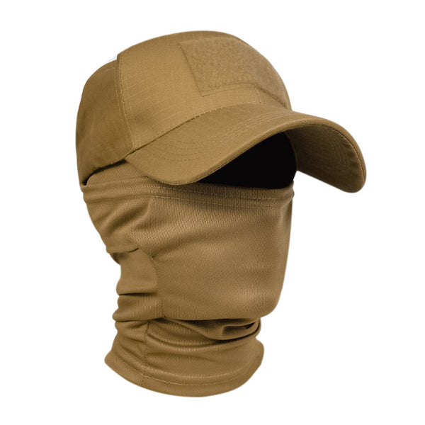 HARD LAND Tactical Cap with Face Cover Military-Style Hat for Outdoor & Airsoft