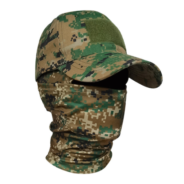 HARD LAND Tactical Cap with Face Cover Military-Style Hat for Outdoor & Airsoft
