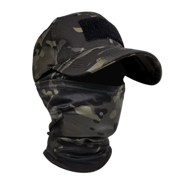 HARD LAND Tactical Cap with Face Cover Military-Style Hat for Outdoor & Airsoft