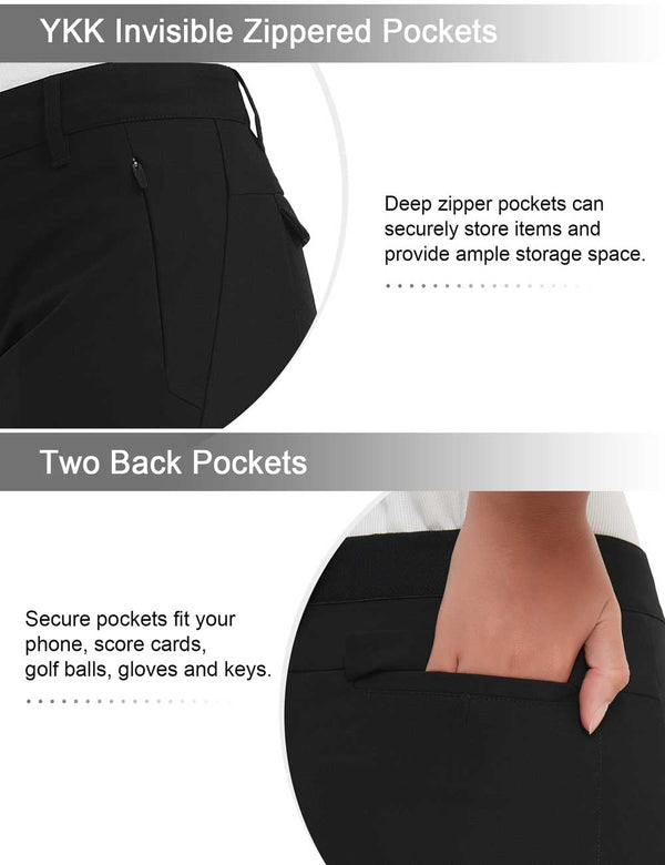 HARD LAND Women's Stretch Golf Pants With Zipper Pockets