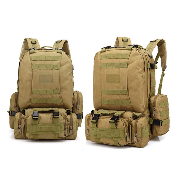 HARDLAND Tactical Backpack 55L with Built-up 3 MOLLE Bags Rucksacks for Travelling