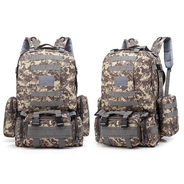 HARDLAND Tactical Backpack 55L with Built-up 3 MOLLE Bags Rucksacks for Travelling