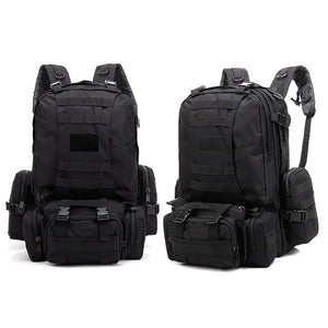 HARDLAND Tactical Backpack 55L with Built-up 3 MOLLE Bags Rucksacks for Travelling