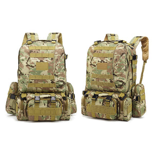 HARDLAND Tactical Backpack 55L with Built-up 3 MOLLE Bags Rucksacks for Travelling