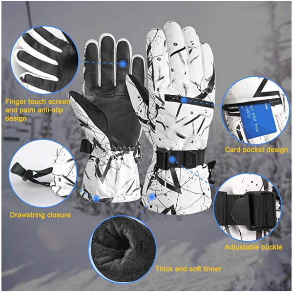 HARD LAND Ski Gloves Waterproof Motorcycle Gloves Touchscreen Snow Gloves
