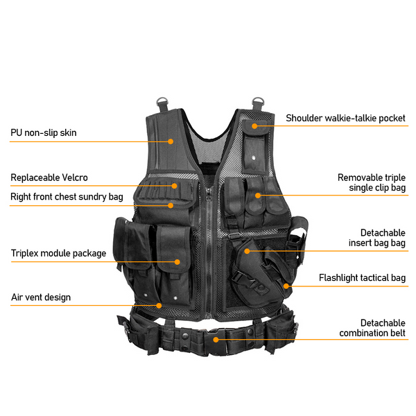 HARDLAND Tactical Vest Adjustable Breathable Combat Training Vest
